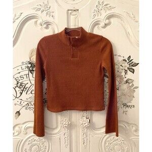 b+ab Top Women's  XS Rust Pullover Knit Long Sleeves Snap Front